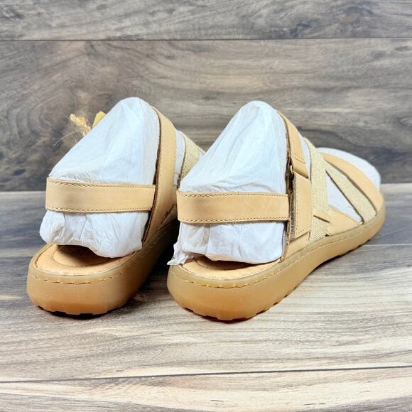 NIB Born Manta 10M Tan Mix Media Leather Slingback Flat Strappy Comfort Sandals - Picture 6 of 9